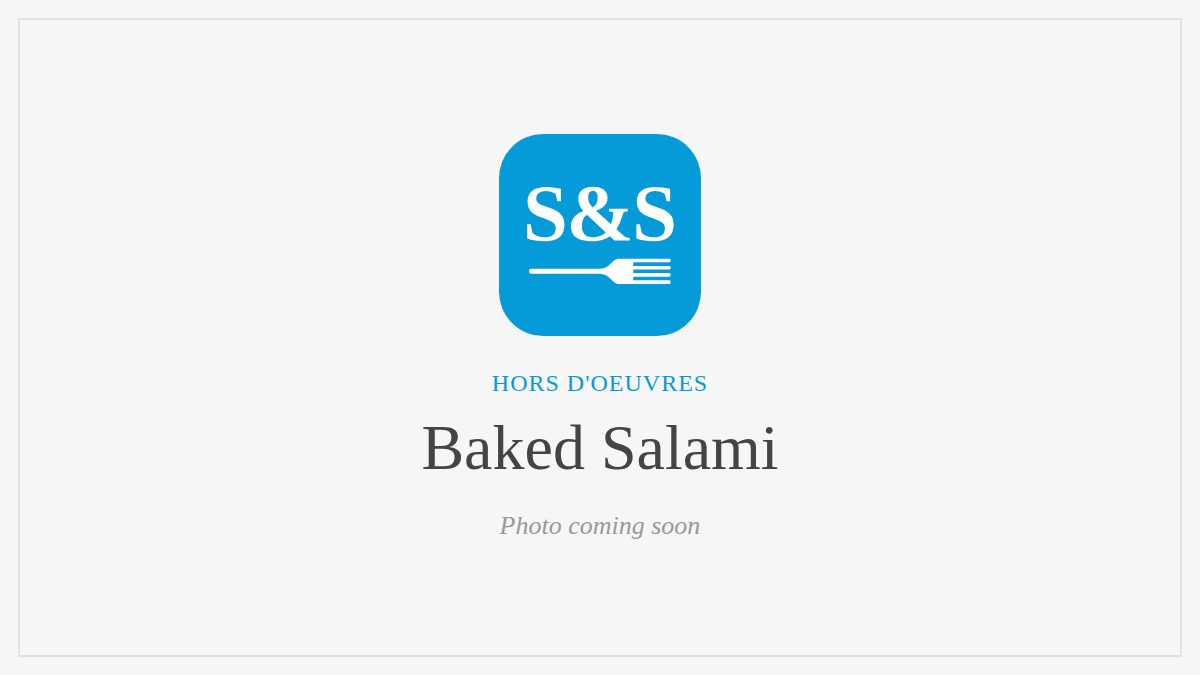Steak and Seafood title card for Baked Salami, photo coming soon