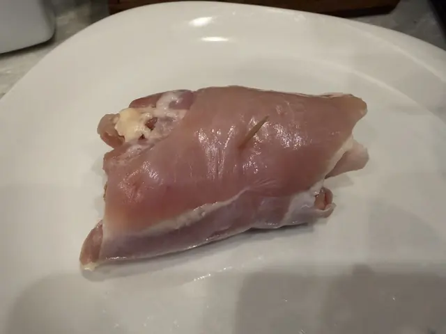 The chicken rolled up around the ham and cheese