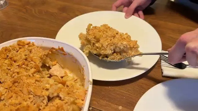 Serving the baked casserole