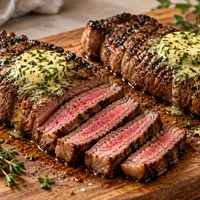 Grilled New York strip steaks