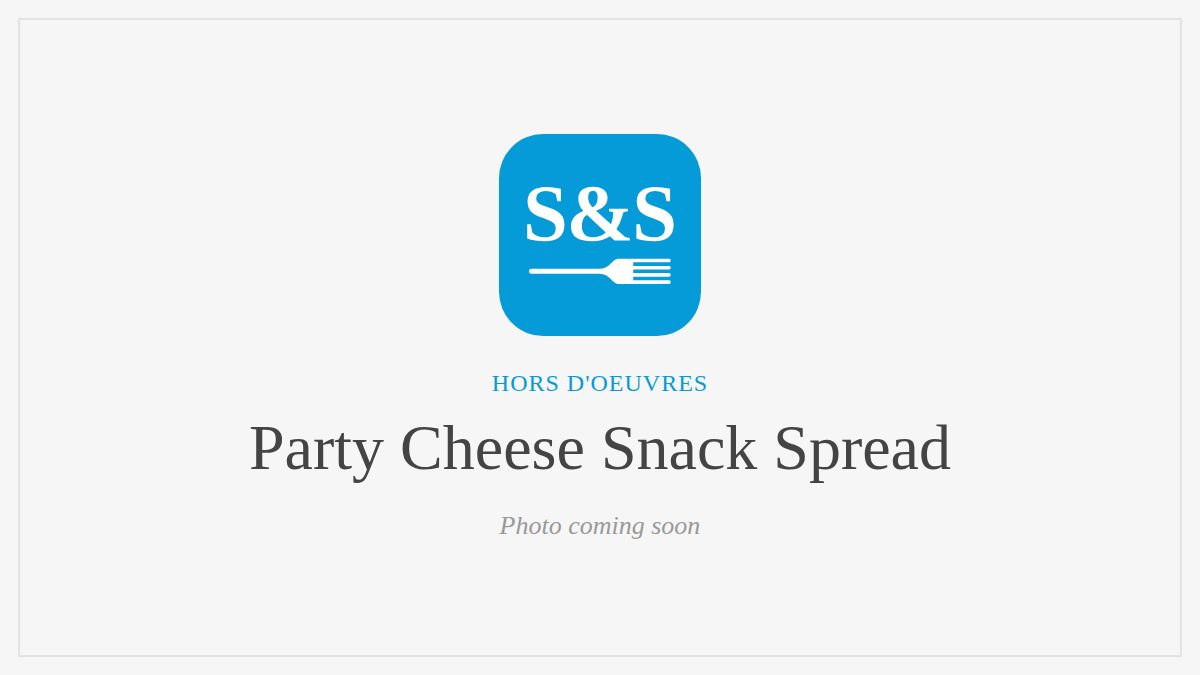 Steak and Seafood title card for Party Cheese Snack Spread, photo coming soon