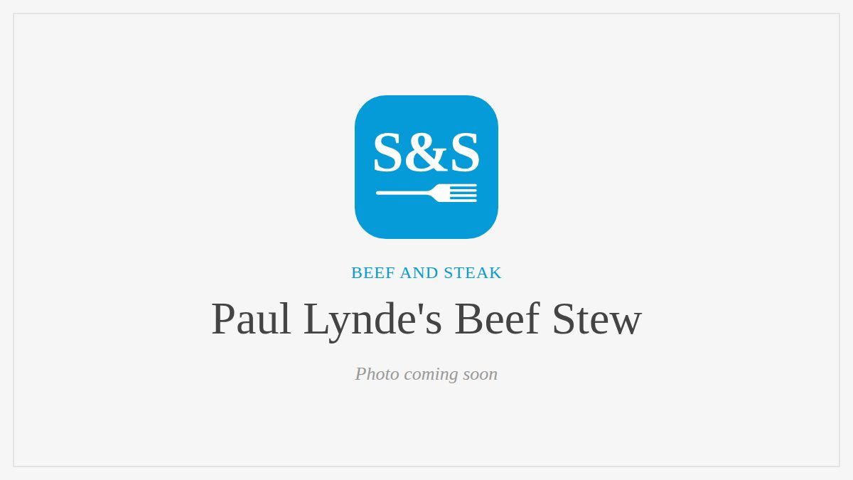 Steak and Seafood title card for Paul Lynde's Beef Stew, photo coming soon