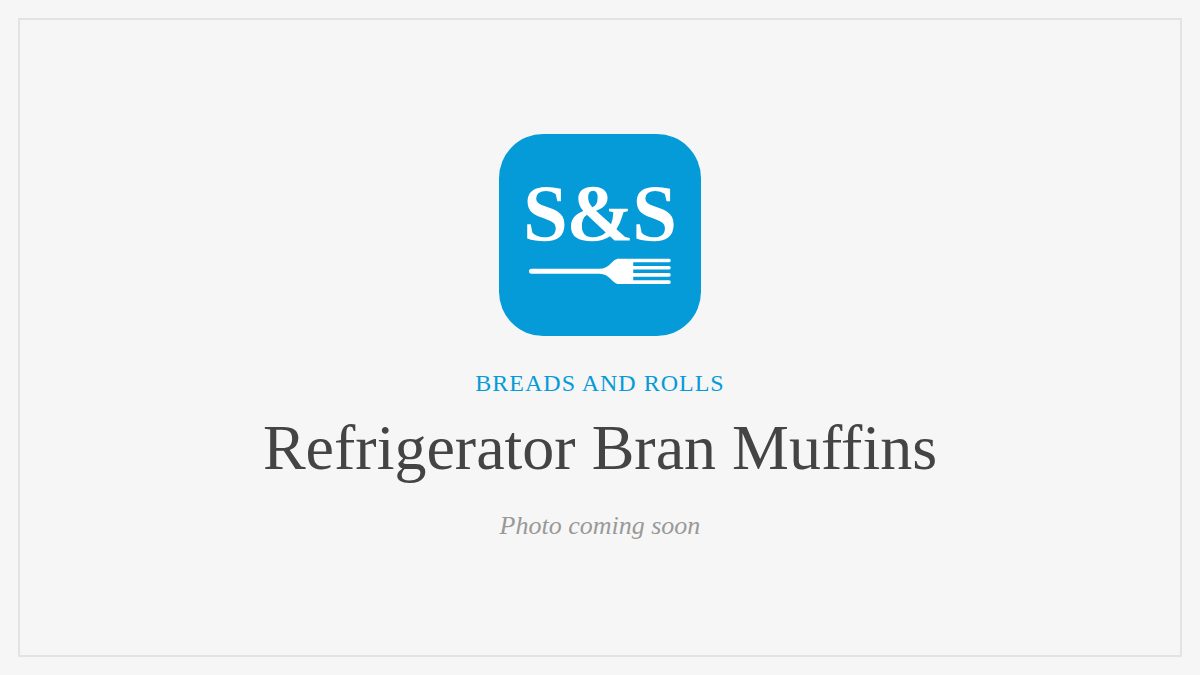 Steak and Seafood title card for Refrigerator Bran Muffins, photo coming soon